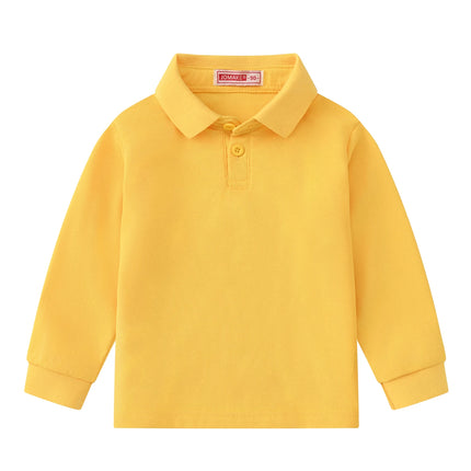 Autumn new style girls and boys 1-14 years old long sleeved polo shirt T-shirt solid color casual top