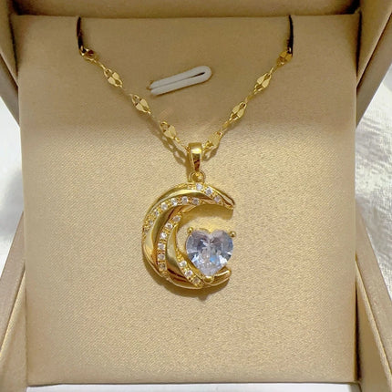 Elegant Style Heart-Shaped Pendant Necklace Hollow Design Mother's Day Gift Party Suitable for Best Friends Without Box