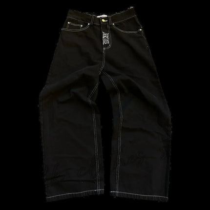 2025 New Prints Jeans Men Streetwear Baggy Wide Leg Jeans Korean Fashion Drapes Straight Casual Loose Denim Cargo Pants