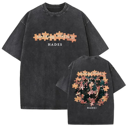 Washed Oversized T-shirt Melanie Martinez Heads Album Men Women Short Sleeve Harajuku Fashion Short Sleeve T-shirt Streetwear