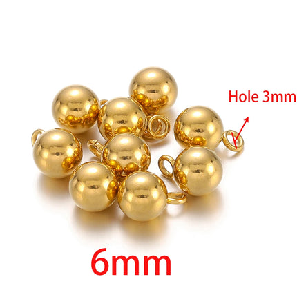 20pcs Stainless Steel Solid Ball Beads Charms Pendants for Necklaces Making DIY Jewelry Earrings Bracelets Findings Wholesale