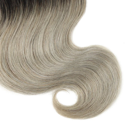 Ombre Body Wave Human Hair Bundles 8 Inch Remy Human Hair Extensions 50g 4pcs Bob Black Root Grey Pink Grey Blue Purple Hair