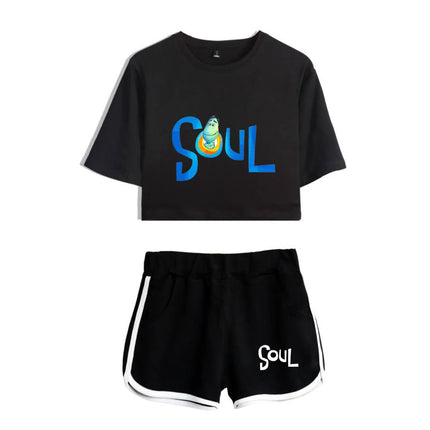 Youthful Movie Joe Gardner T-shirts shorts Pants Dew navel Sport Girls Short Sleeve Suits Sexy Girls Summer Two Pieces sets