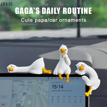 Resin Cartoon Animal Decor For Desk Car Dashboard TV Monitor Gift Idea Cute 3D Duck Figurine Mini Resin Duck Ornament Playful[Q]