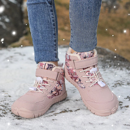 Waterproof Kids Barefoot Snow Boots 2025 New Wide Toe Winter Warm Fur Lined Shoes for Boys Girls Cold Weather Outdoor Sneakers
