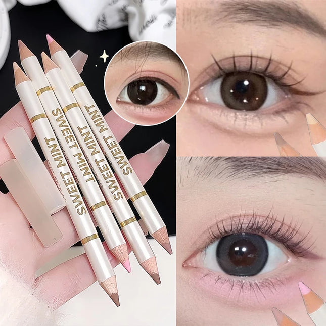 2-in-1 Apricot Pink Matte Under Eye Pencil Aegyo Sal Matte White Highlighter Lying Silkworm Pen Eye Makeup Easy To Use Eyeshadow