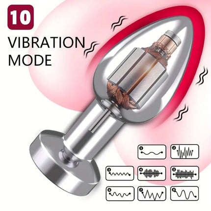 Vibrating Anal Plug Vibrator Remote Control 10 Powerful Vibrations Prostate Massager with Flashing Light Base Sex Toy for Couple