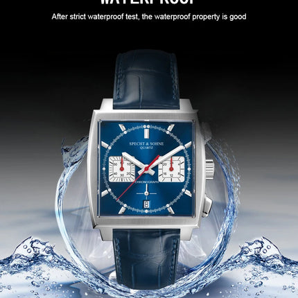 2025 Specht&Sohne Mens Watches Top Luxury Brand Blue Quartz Watch Stainless Steel Japan VK63 Chronograph Waterproof Wrist Watch