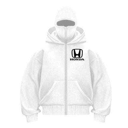 2026 Honda Logo Men and  Balaclava Y2K Gothic Winter New Item Double Hooded Sweatshirt Men's Hooded Mask Zipper Sportswear  Swea