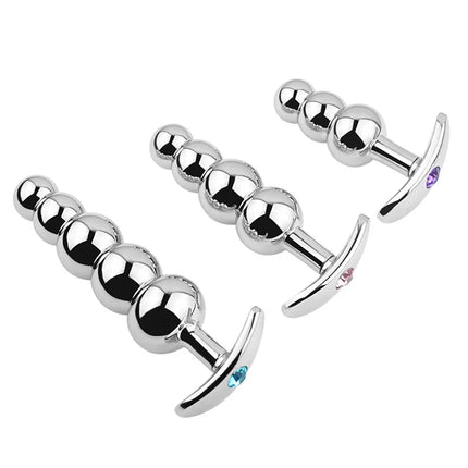 Metal Anal Beads Butt Plug Set Wearable Small Large Anal Plug G Spot Dildo Insert Vagina Extender Anus Sex Toy For Woman Man