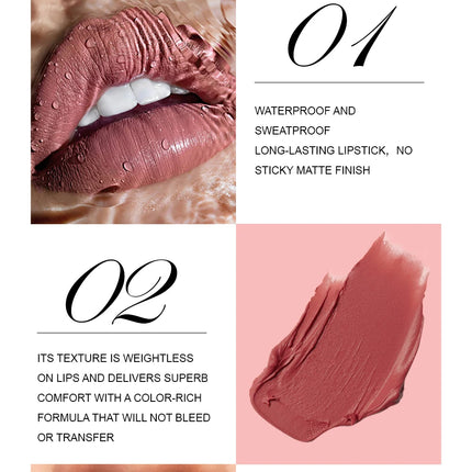 Six-piece lip gloss set, waterproof, anti-fading, easy to apply, velvet matte lip gloss
