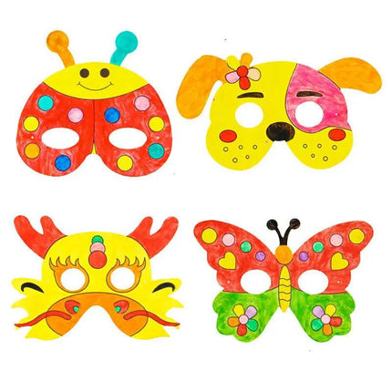 DIY Kids Color Cartoon Animal Painting 8 Pcs Mask Kindergarten Graffiti Art Craft Toys Children Creative Painting Toys Gift