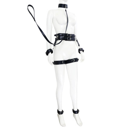 Puppy play SM Bondage Kit Collar, Waistband, Wrist cuffs, Ankle brace, Thigh cuff,  Adult Games Restraints Handcuffs Sex Toys