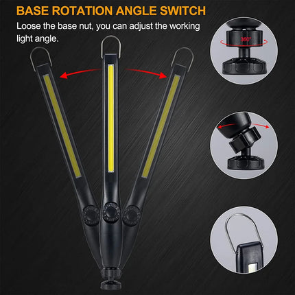 High Lumen Rechargeable LED Work Light Ideal for Car Emergency Repair Powerful Magnetic Flashlight with Hooks and Magnetic Base