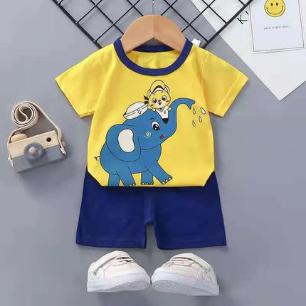 Boutique Clothing New Children's Short-sleeved Shorts Suit Summer Baby Boys Girls T-shirt Two-piece Set 0-1-2-3-4 Years Old
