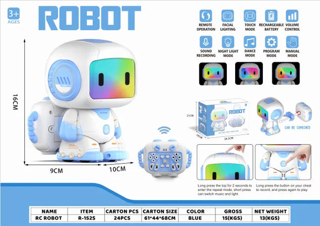Remote Control Robot Touch Programmable Electric Dancing Music Rgb Led Lights Interactive Electronic Toy For Indoor Hobby