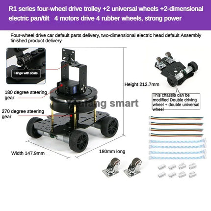 3WD 4WD Car Chassis with Camera Bracket Caster Wheel Encoder Motor Robot Car For Arduino Raspberry Pi Programmable Robot DIY Kit