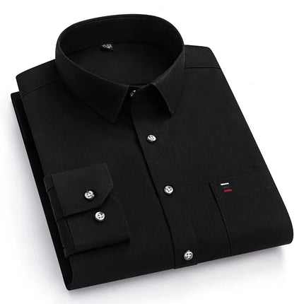100% Pure Cotton Men's Shirts Long Sleeve Solid Soft Regular Fit Formal Dress Shirt Social Blouse Male Clothes 6XL 7XL