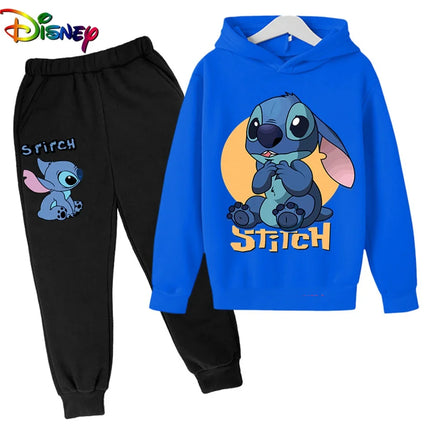 Children Boys Girls Stitch Hoodies Pants Set Boys Girls Stitch Sweatshirts Hooded Kids Fashion Stitch Pullovers Clothes Suit