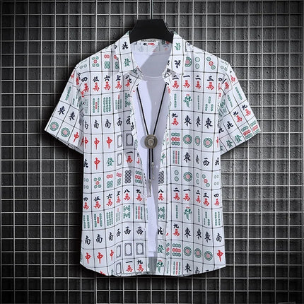 Stripe Men's Shirt Flower 3D Print Shirt Casual Short-sleeved Tops Beach Party Shirts Man Hawaiian Shirt Male Clothes Loose