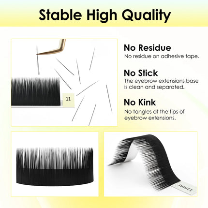 SEEDEW 0.07/0.10 Black/Brown Single Cluster Eyebrow Extensions Matte Black Straight Curl False Eyebrow Natural Look