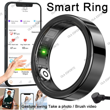 2026 New Smart Ring Heart Rate Blood Pressure Sleep Monitoring Motion Tracking IP68 Waterproof Men Women Smart Ring Holiday Gift