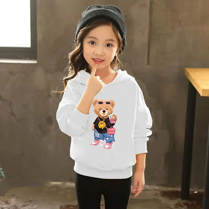 Fashion Bear Children's Hoodies tops 3-12 year Boy black Girls pink Casual Toddle Sweatshirr child Age 2-12 Spring Autumn Coat