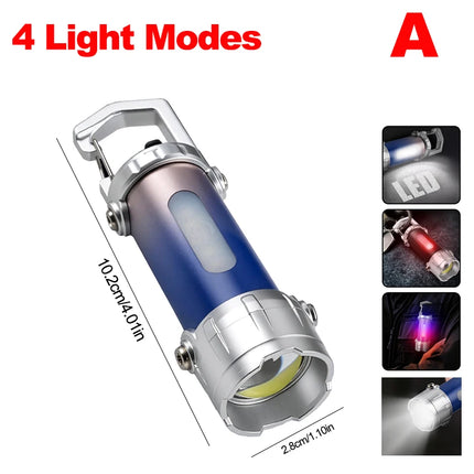 Portable MINI LED COB Handheld Flashlights High Brightness Keychain Work Lamp Emergency Work Lamp For Outdoor Camping Walking
