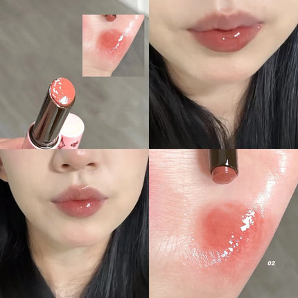Mulberry Purple Shimmer Lip Jelly Pen Moisturizing Mirror Water Light Solid Lip Gloss Film-forming Non-Fading Gloss Lipstick