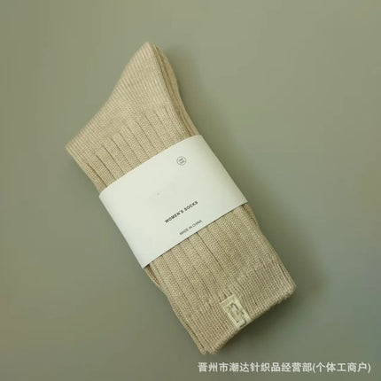 UG Cashmere Autumn Winter Thick High Tube Socks Breathable Moisture Wicking Warm Cotton Couple Socks Double Needle Casual Socks
