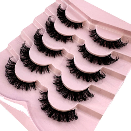 HBZGTLAD 3D natural cat eye fluffy soft cross 5 pairs of comic eyelashes Wispy natural eyelash extension eyelashes