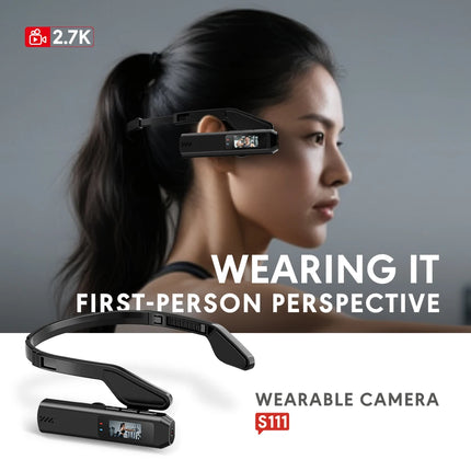 Portable Mini HD 2.7K/60FPS /60FPS Wearable Camera 110°Wide Angle Lens WiFi App Video Camcorder Head Mounted Sports Camera