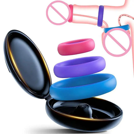 3 Pcs Reusable Silicone Cock Penis Rings Enlargers Erection Enhancing Long Lasting Ejaculation Adult Sex Toys for Men or Couples