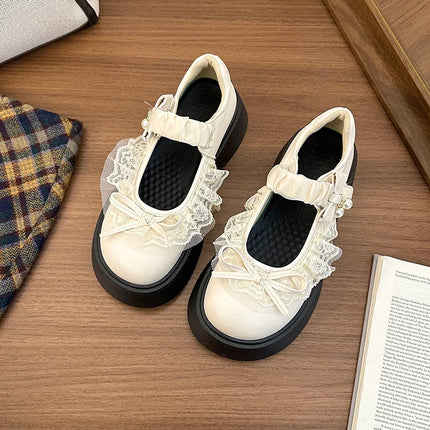 2026 Spring Autumn Height Increase Women Mary Jane Shoes Concise Butterfly-knot Single Shoes Ladies Elegant Dress Leather Pumps