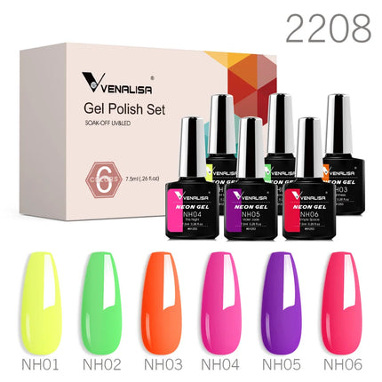 6pcs/kit VENALISA Valentine's Day Collection Lovely Pink Nails HEMA FREE TPO FREE Soak Off UV LED Semi Permanent Set Gel Varnish
