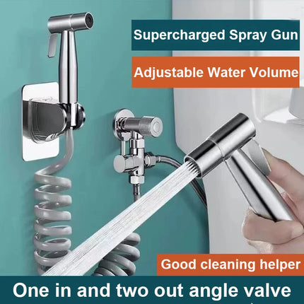 Brass 3 Way Diverter Valve Bidet Sprayer Kit with Stainless Steel Nozzle, G1/2 Shower/Faucet Adapter, Hose & Wall Mount