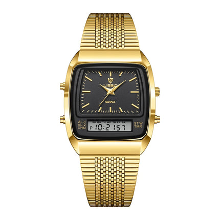 LIEBIG Luxury Dual Display Time Quartz Watches For Men Women Fashion Outdoor Sports Week Waterproof Digital Wristwatches Clocks