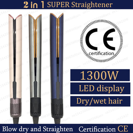 220V Professional Hair Straightener Hair Dryer Heat-Up Flat Negative Ion Iron Lasting Styling Straightener 2 in 1 With display