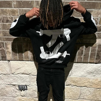 Y2K Winter Retro High Street Personalized Letter Printed Men's Hoodie Harajuku Gothic Punk Men's and Women's Sportswear Street