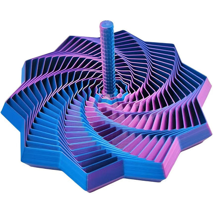 3D Printed Expanded Sensory Fidget Star,Easy-Grip Handles, Whirling Spiral Hexagon Spinner for Stress (Red and Blue,4.64in)