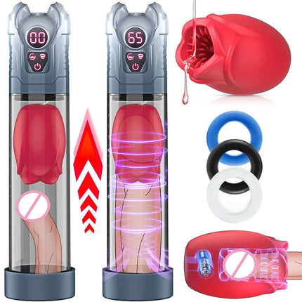 Male Penis Training Vibrator Vacuum Suction Penis Erection Masturbator LED Display Pocket Pussy Training Male Masturbation