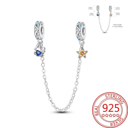 925 Sterling Silver Blue Ocean Series Beaded Charms  Pendant Fit for The Brand's DIY Bracelet Women Jewelry Girlfriend Gifts