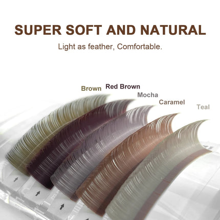 NATUHANA Caramel Colored Lashes Extension Individual Faux Mink Colour False Eyelashes Brown Teal Mocha Lashes For Makeup Tools