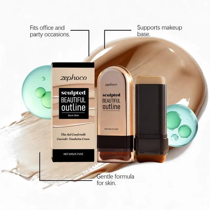 Zephoco Moisturizing Concealer Foundation Stick Long Lasting Full Coverage Covers Dark Circles Acne Scars Face Base Makeup