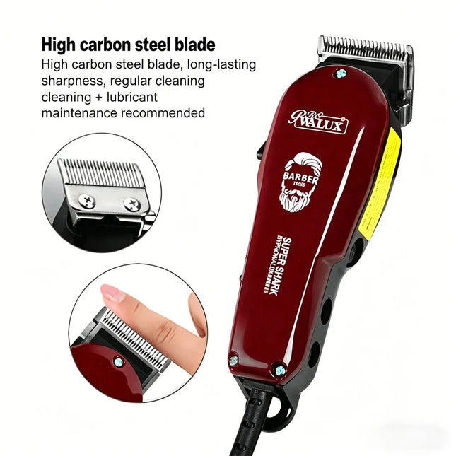 WALUX Professional AC Hair Clipper, 10W Strong Power 2M Cord with 8 Adjustable Guide Combs for Men Home Barber Haircuts