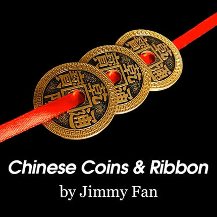 Chinese Coins and Ribbon Jimmy Fan Classic Coin Magic Tricks Illusions Close up Magic Charming Chinese Challenge Copy Coin Fun