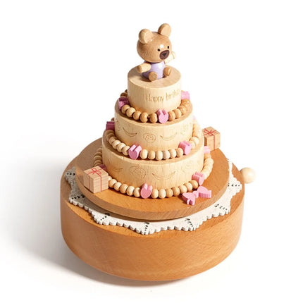 Wooden Material Wooden Carousel Music Box Ballet Dancing Girl Rotating Carousel Rotatable Music Box Vintage Style Retro Design