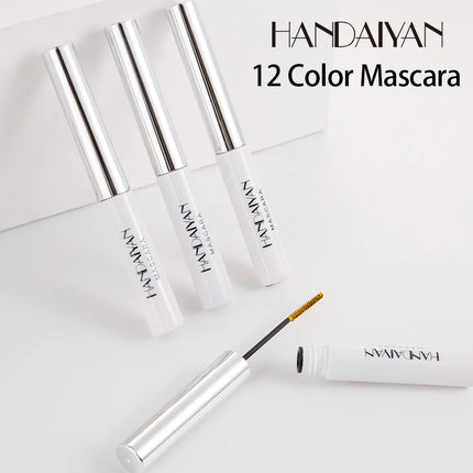 12 Color Mascara Waterproof Fast Dry Eyelashes Curls Extension Festival Make-Up Eyelashes Blue Red Purple Black White Mascara
