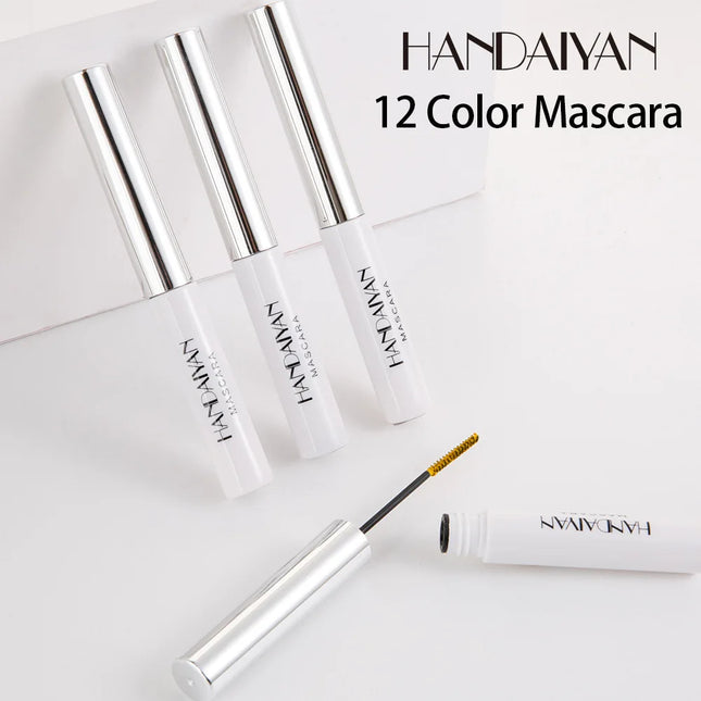 12 Color Mascara Waterproof Fast Dry Eyelashes Curls Extension Festival Make-Up Eyelashes Blue Red Purple Black White Mascara
