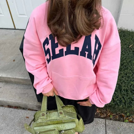 Harajuku Y2K American Light Luxury Style Pink Oversized Hoodie Men Street Hip-hop Fashion Letter Patch Casual Pullover Women